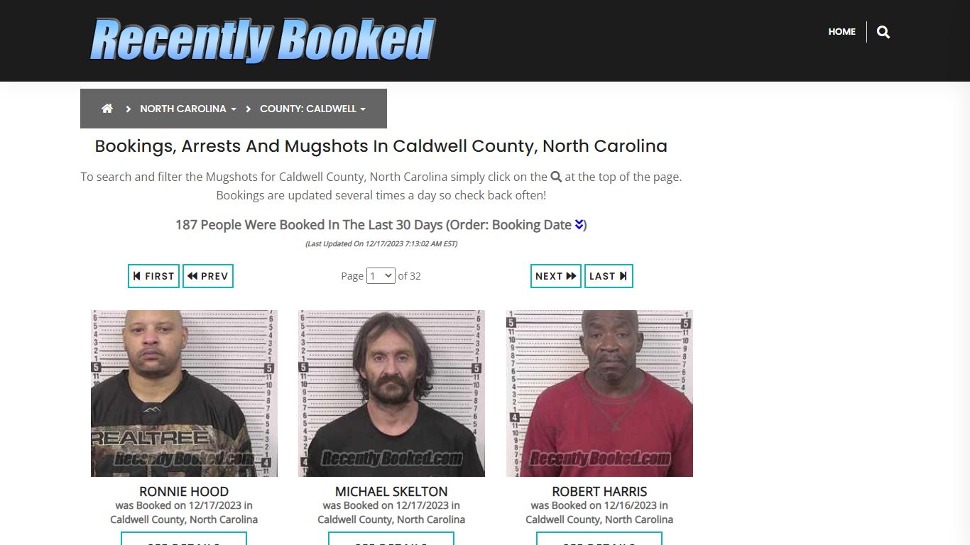 Bookings, Arrests and Mugshots in Caldwell County, North Carolina
